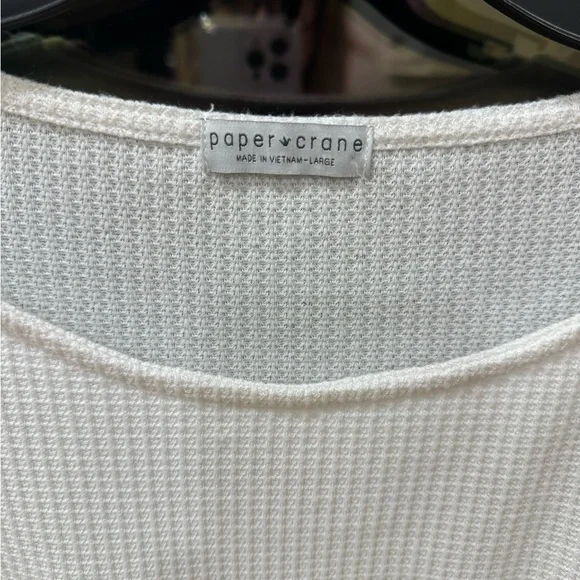 Paper Crane Thermal Waffle White Top - Picture 7 of 10